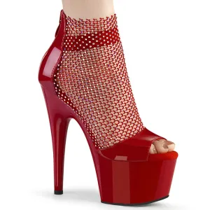 ADORE-765RM Red Patent -Rhinestones Mesh/Red