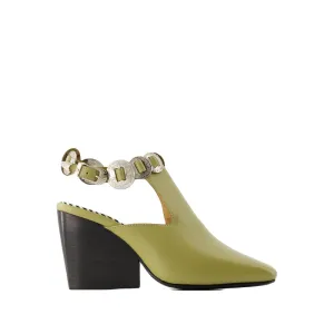 Aj1308 Sandals - Leather - Khaki