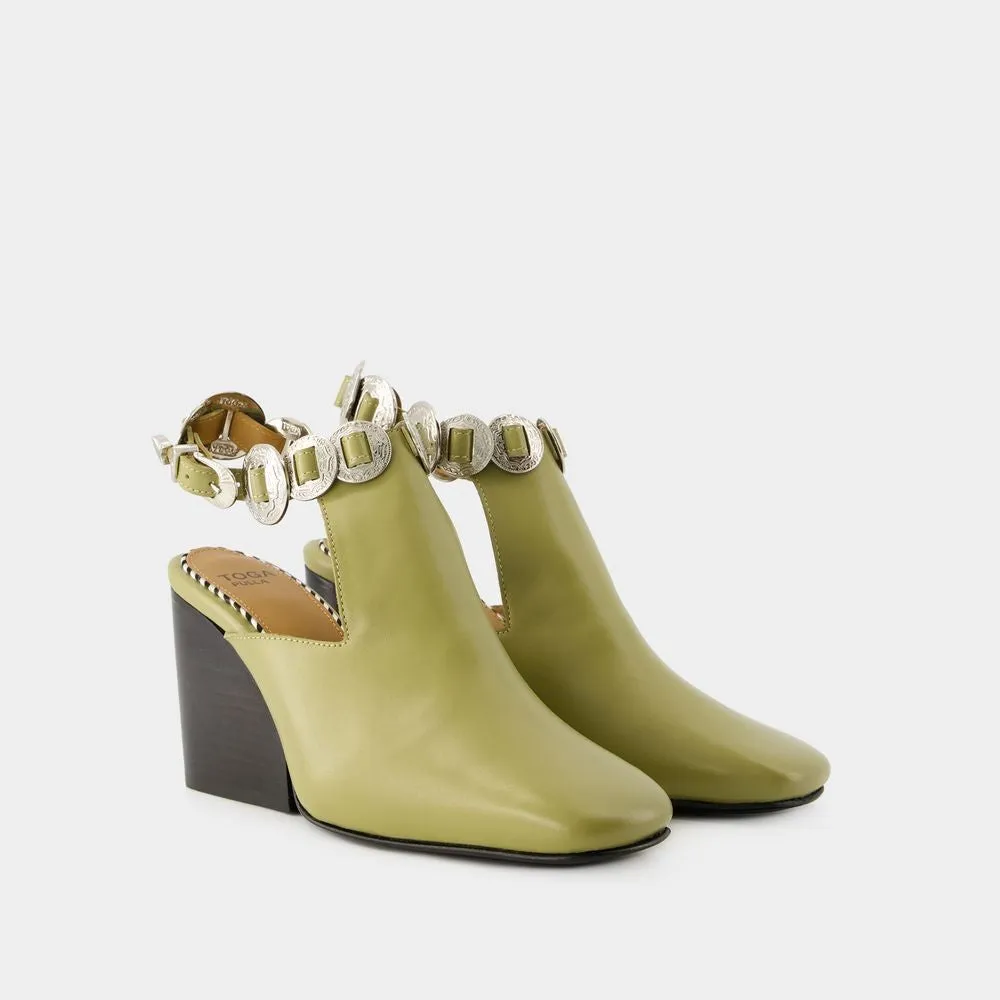 Aj1308 Sandals - Leather - Khaki