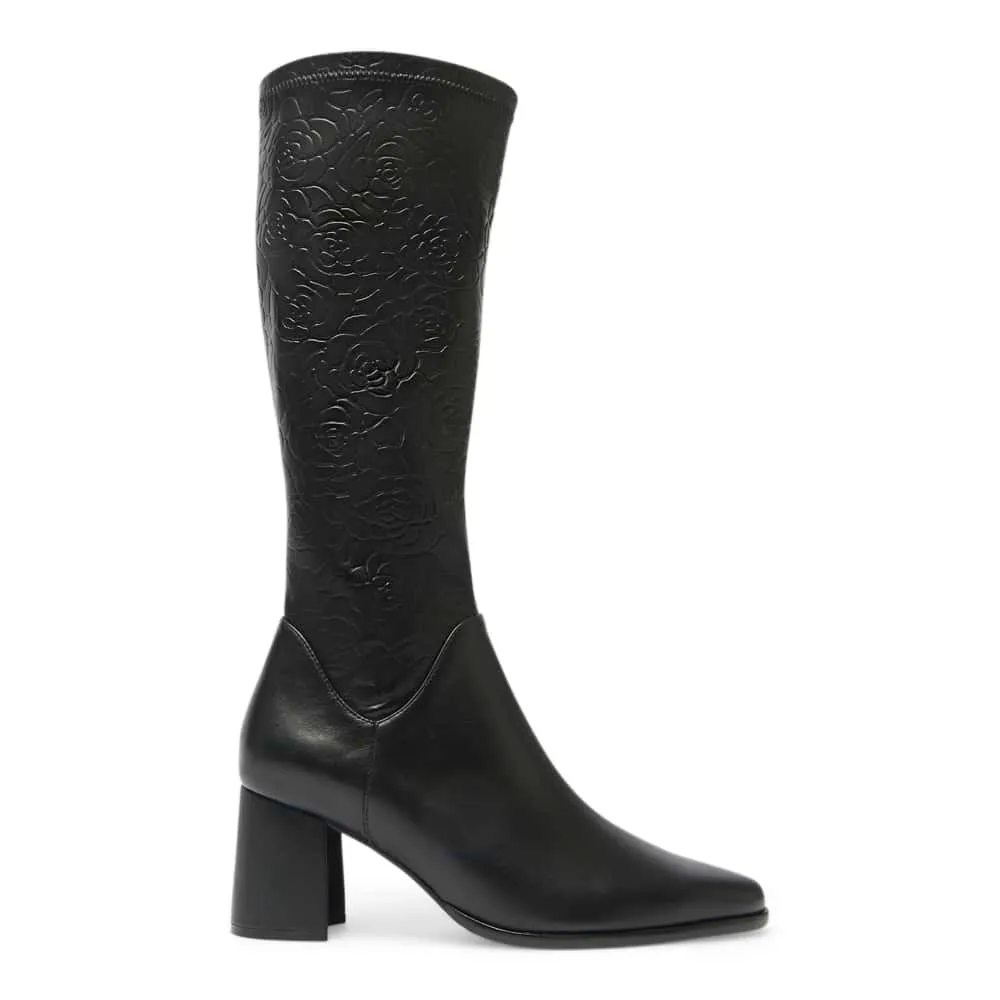 Altona Boot in Black / Emboss Stretch Leather