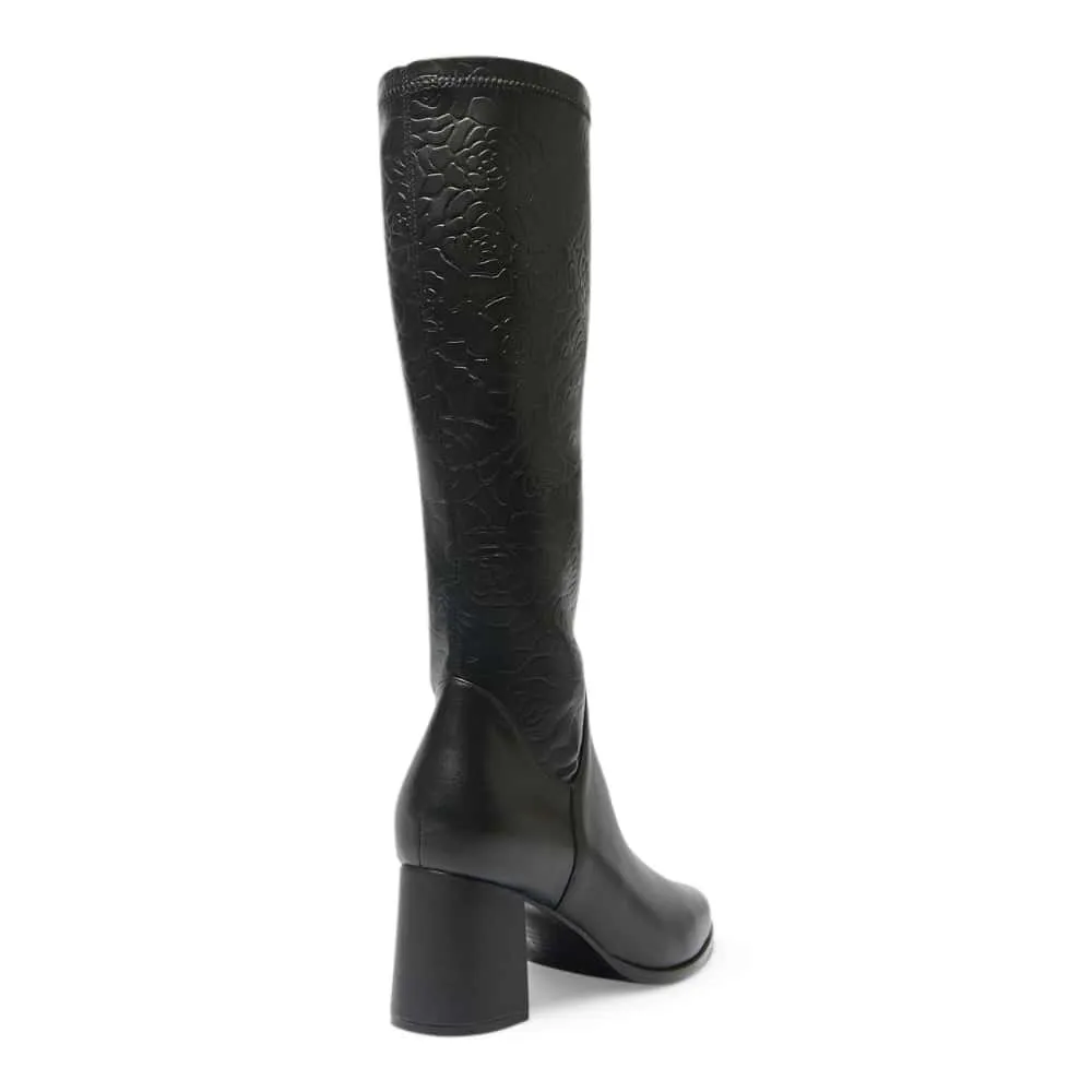Altona Boot in Black / Emboss Stretch Leather