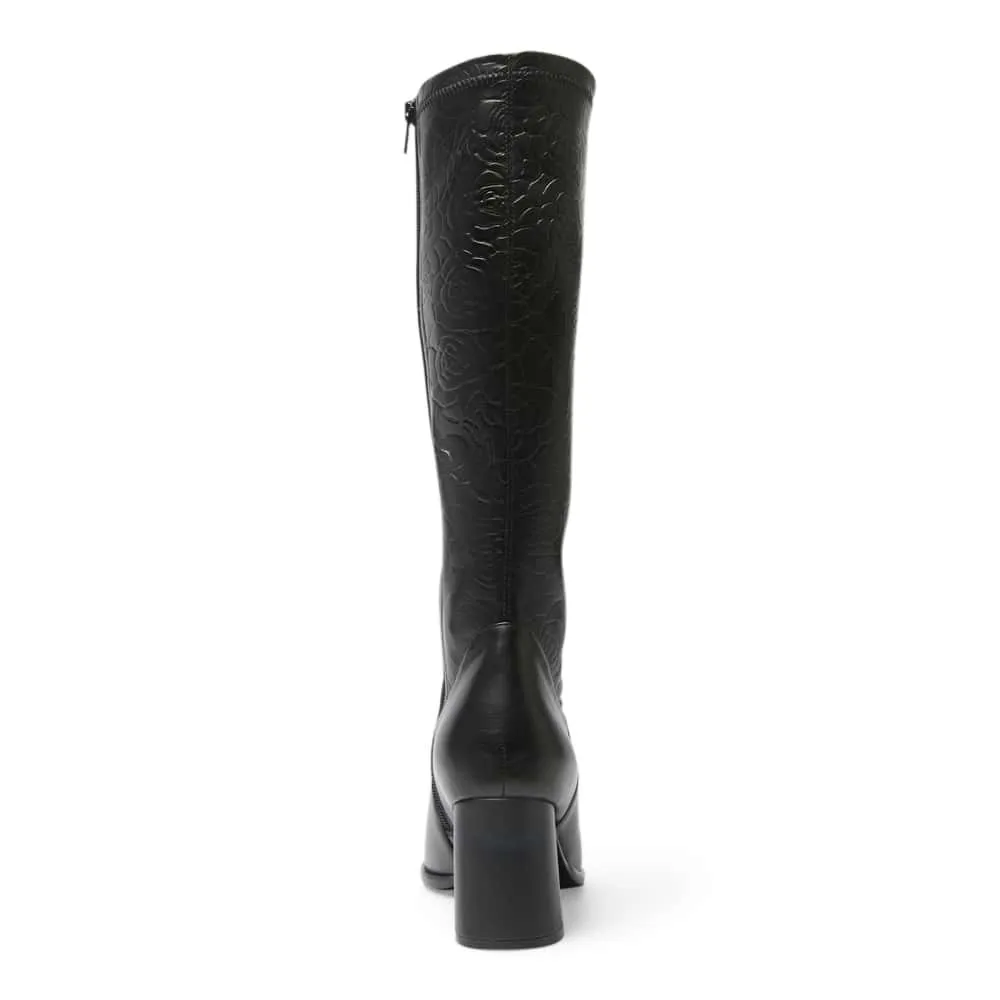 Altona Boot in Black / Emboss Stretch Leather