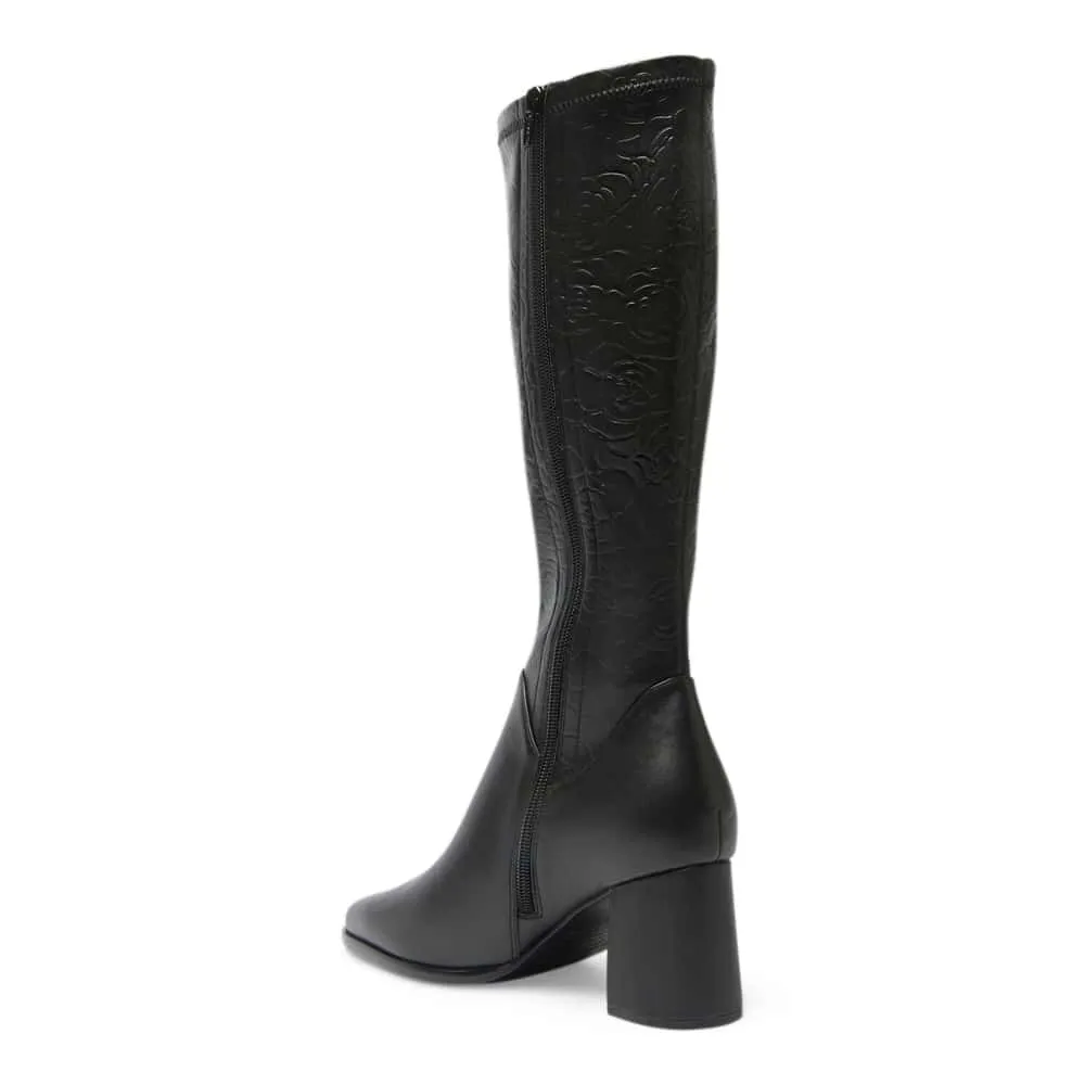 Altona Boot in Black / Emboss Stretch Leather