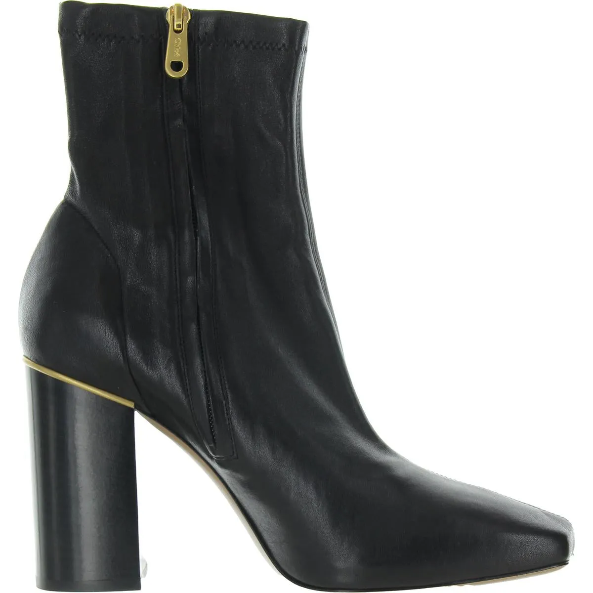 Ambre Womens Block Heel Leather Ankle Boots