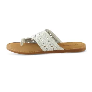 Athena Loop Woven Sandal In White