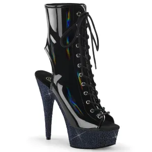 BEJEWELED-1016-6 Black Hologram Patent/Midnight Black Rhinestones
