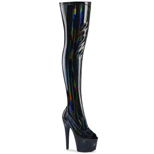 BEJEWELED-3011-7 Black Stretch Hologram Patent/Midnight Black Rhinestones