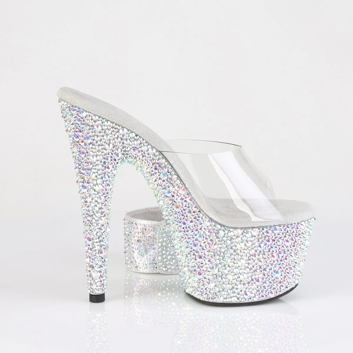 BEJEWELED-712MS Clear/Silver AB RS Platform Heels