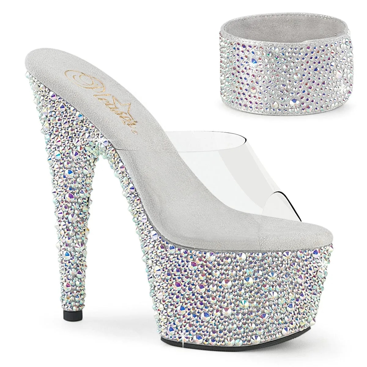 BEJEWELED-712MS Clear/Silver AB RS Platform Heels