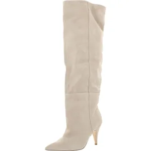 Bellamie Womens Leather Pointed Toe Over-The-Knee Boots