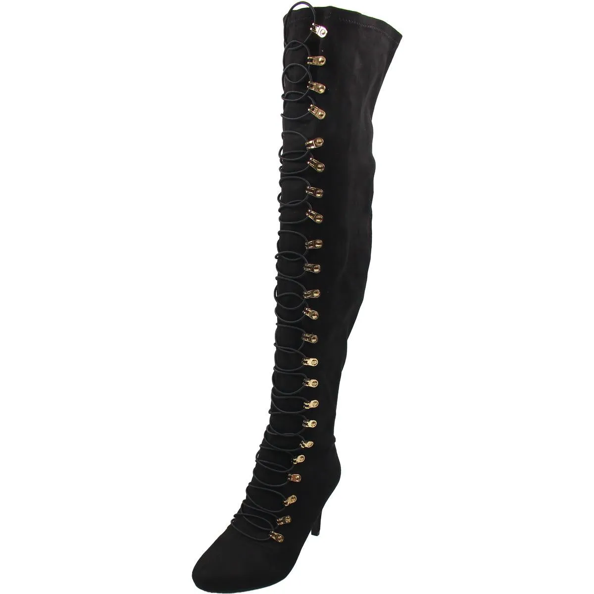 BHFO Womens Lace-Up Manmade Over-The-Knee Boots