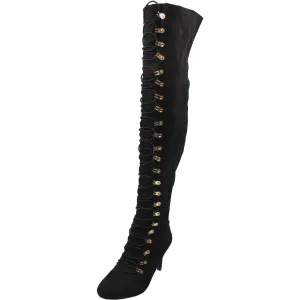 BHFO Womens Lace-Up Manmade Over-The-Knee Boots