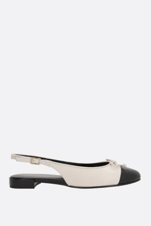 bicolor nappa flat slingbacks
