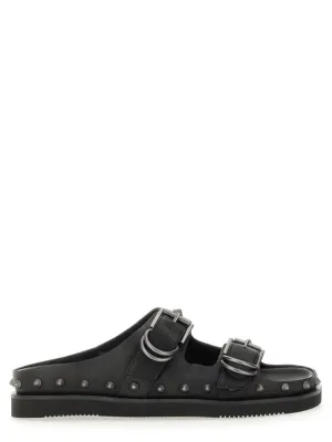 Black Calf Leather "Urus" Sandals