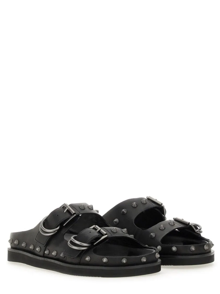 Black Calf Leather "Urus" Sandals