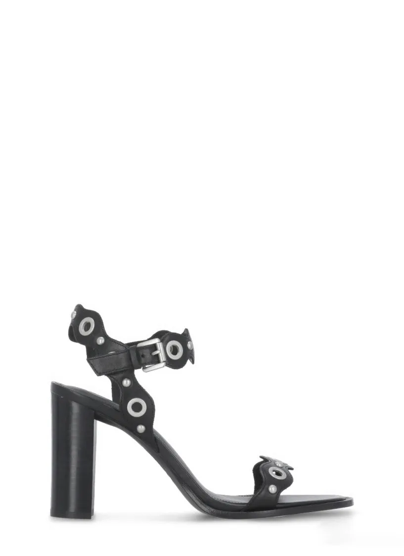 Black Leather Keira Heeled Sandals