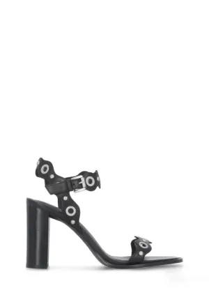 Black Leather Keira Heeled Sandals