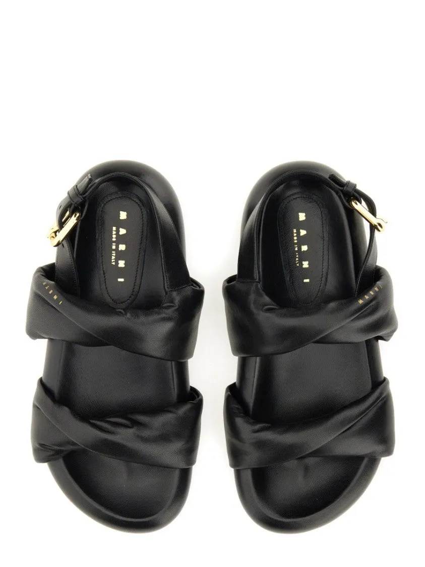 Black Leather Sandals With Knotted Upper