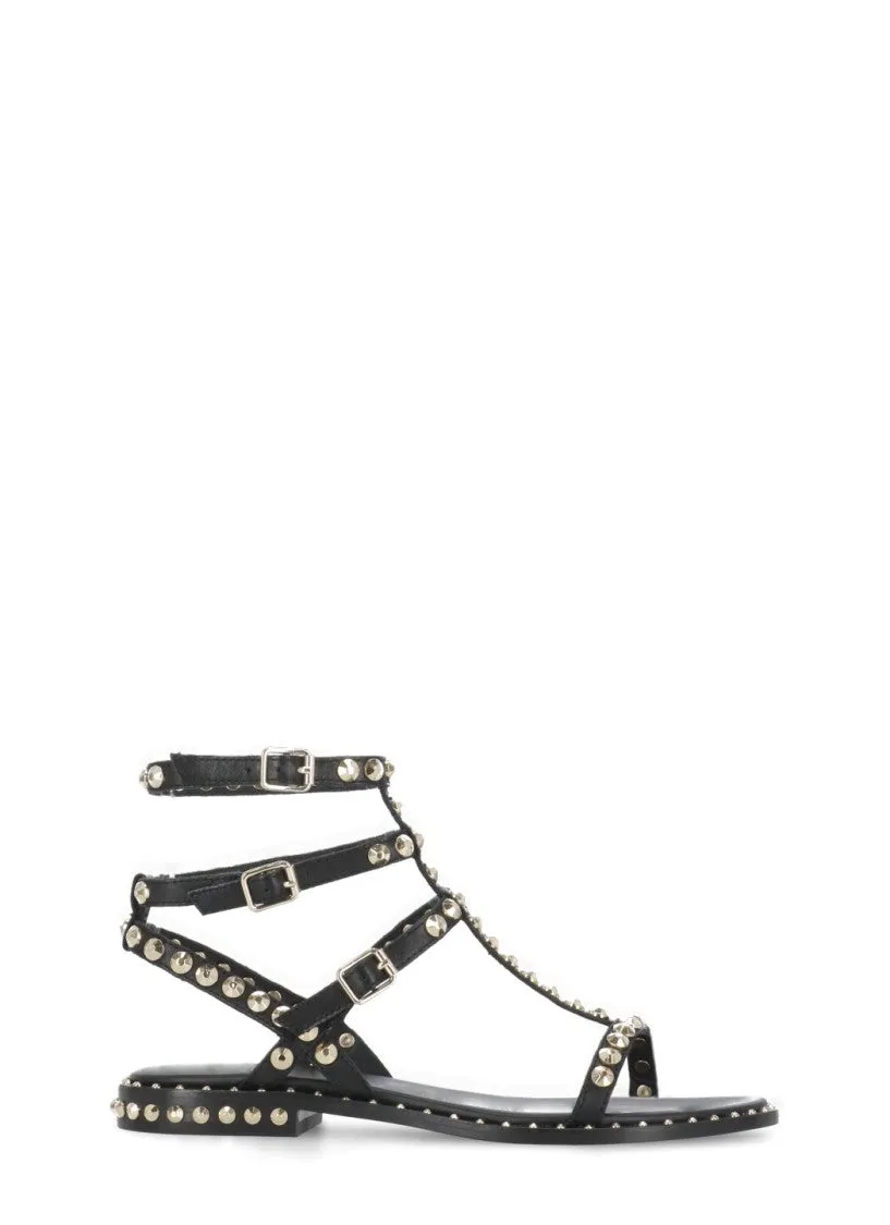 Black Leather Woman's Play Sandals