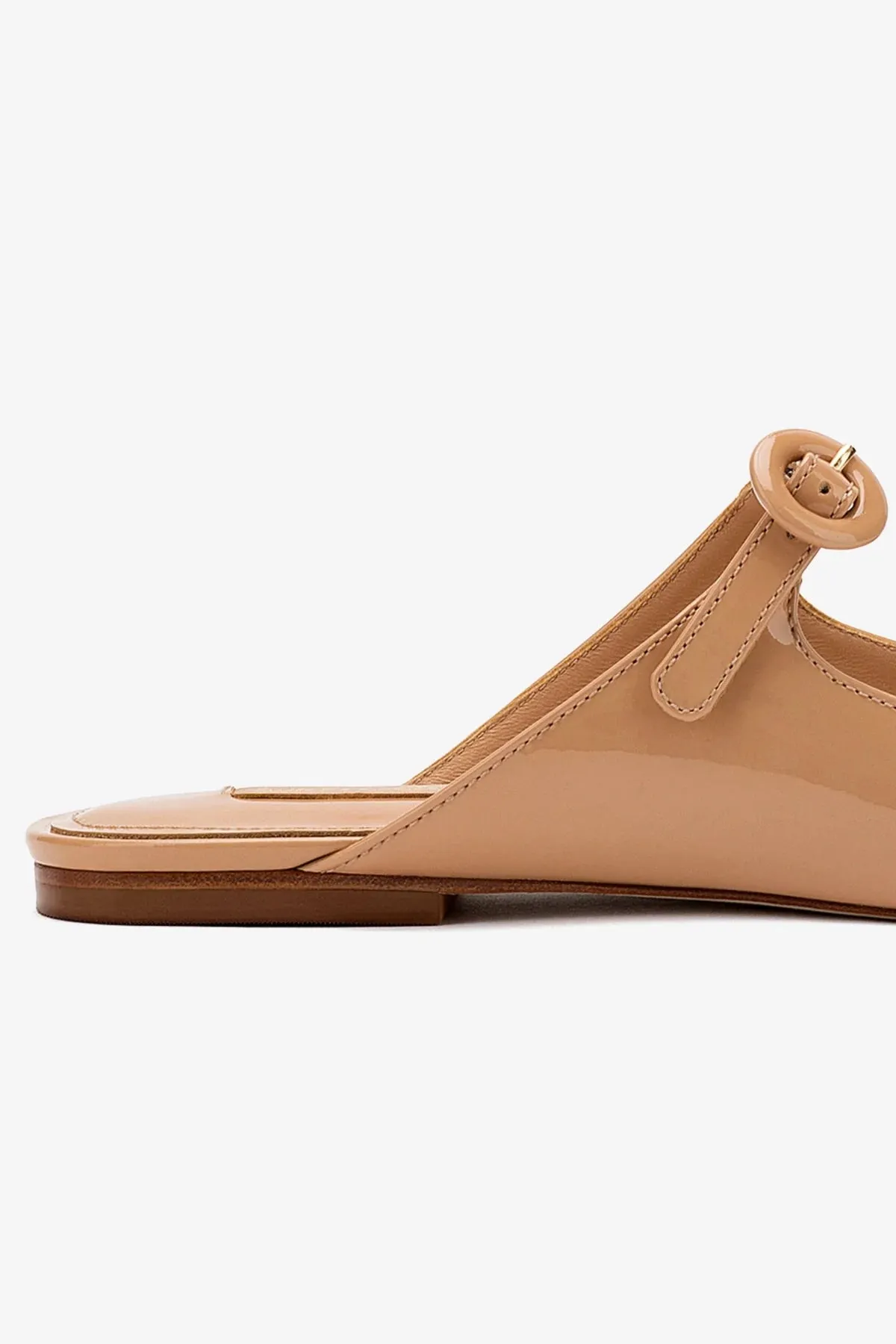 Blair Flat Mule In Tan Patent Leather