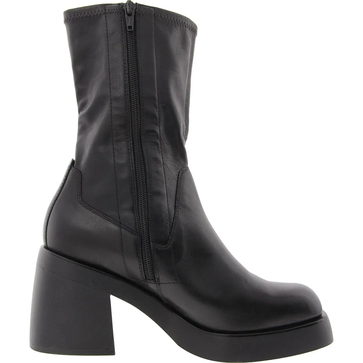 Brooke Womens Zipper Leather Mid-Calf Boots
