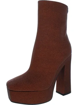 Byra Womens Patent Square Toe Mid-Calf Boots