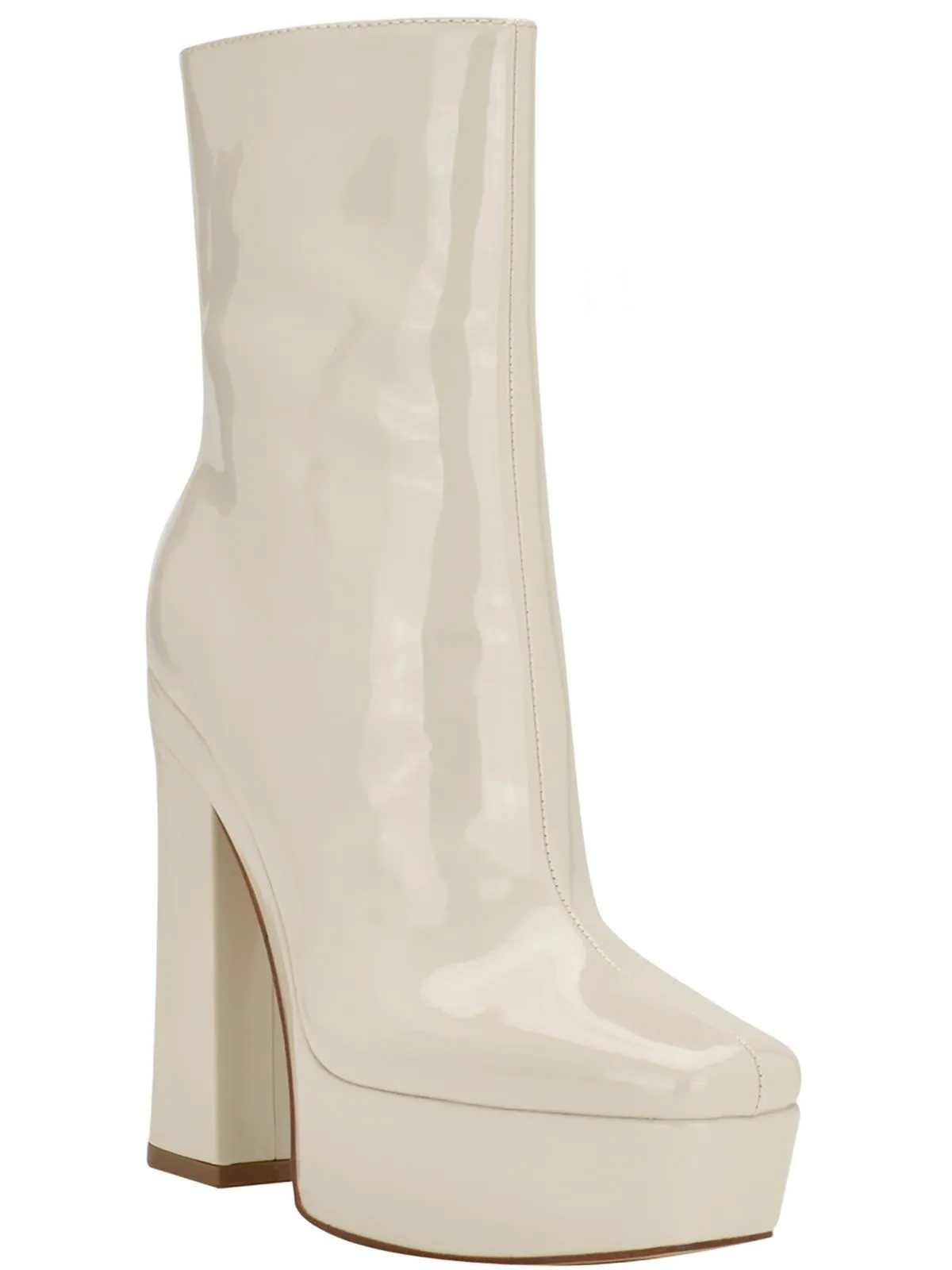Byra Womens Patent Square Toe Mid-Calf Boots