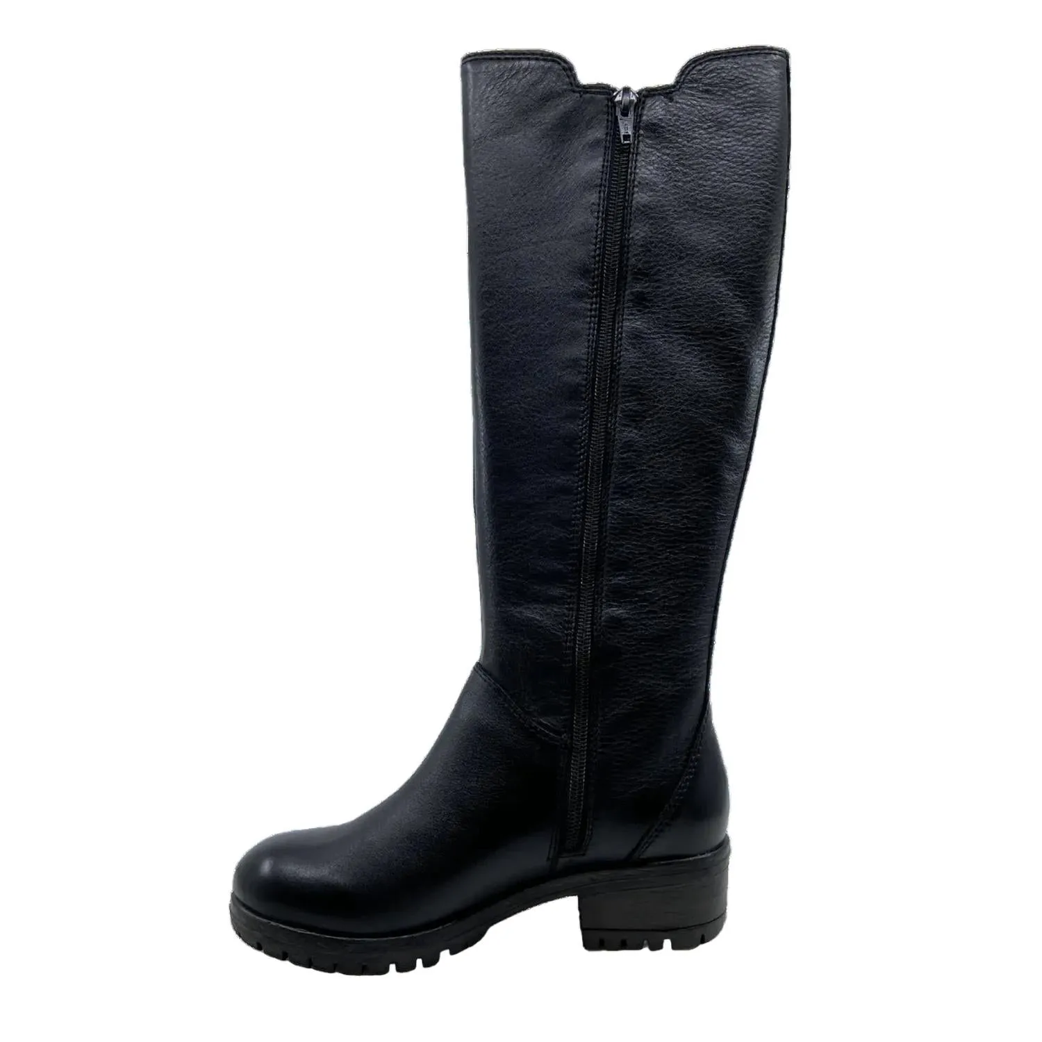 Carmen Calf-High Boot In Black Pebble