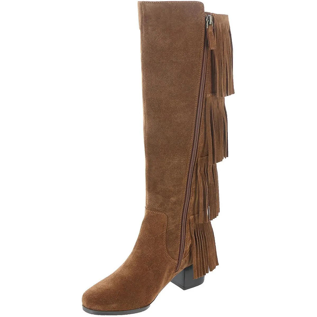 Cassie Womens Suede Fringe Knee-High Boots