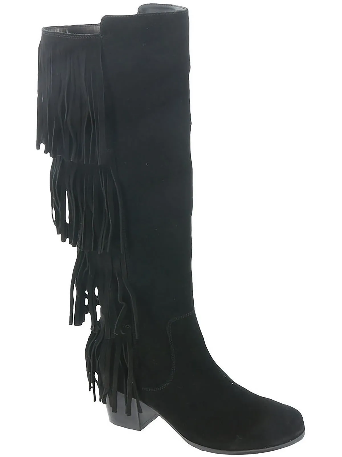 Cassie Womens Suede Fringe Knee-High Boots