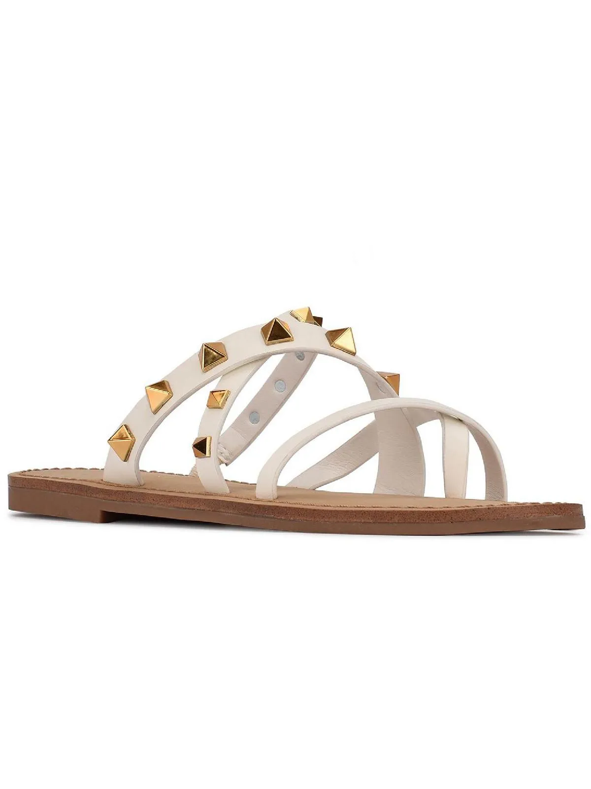 Cerri Womens Faux Leather Studded Slide Sandals