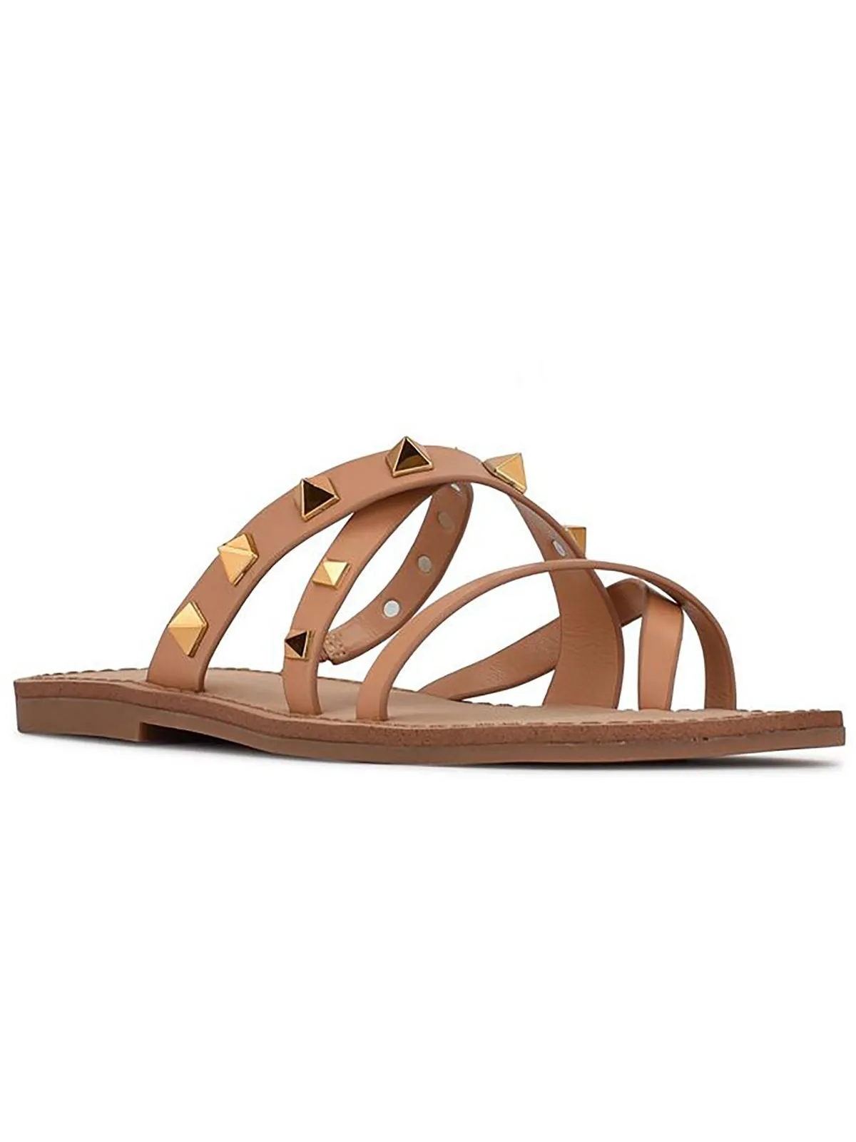 Cerri Womens Faux Leather Studded Slide Sandals