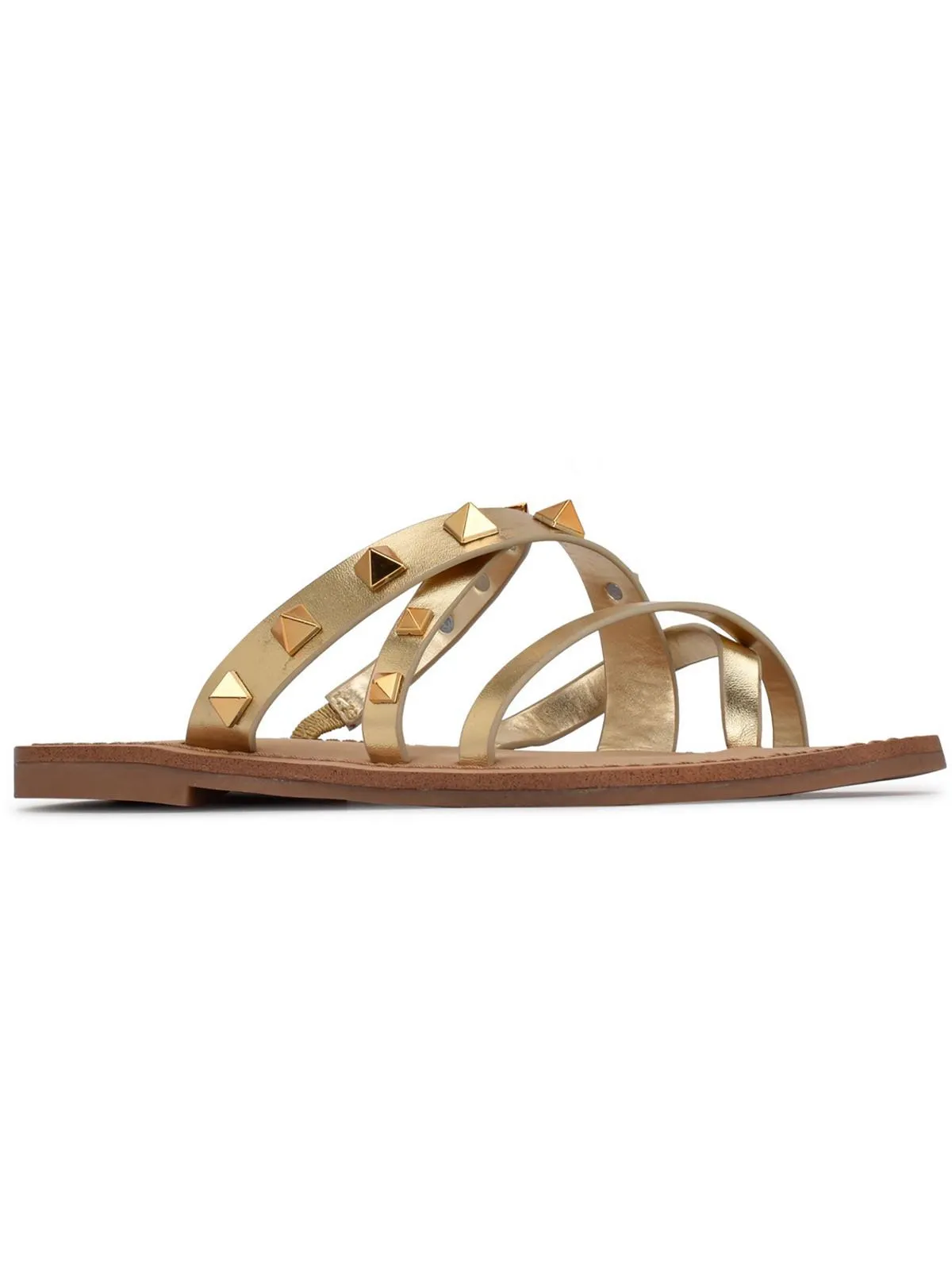 Cerri Womens Faux Leather Studded Slide Sandals