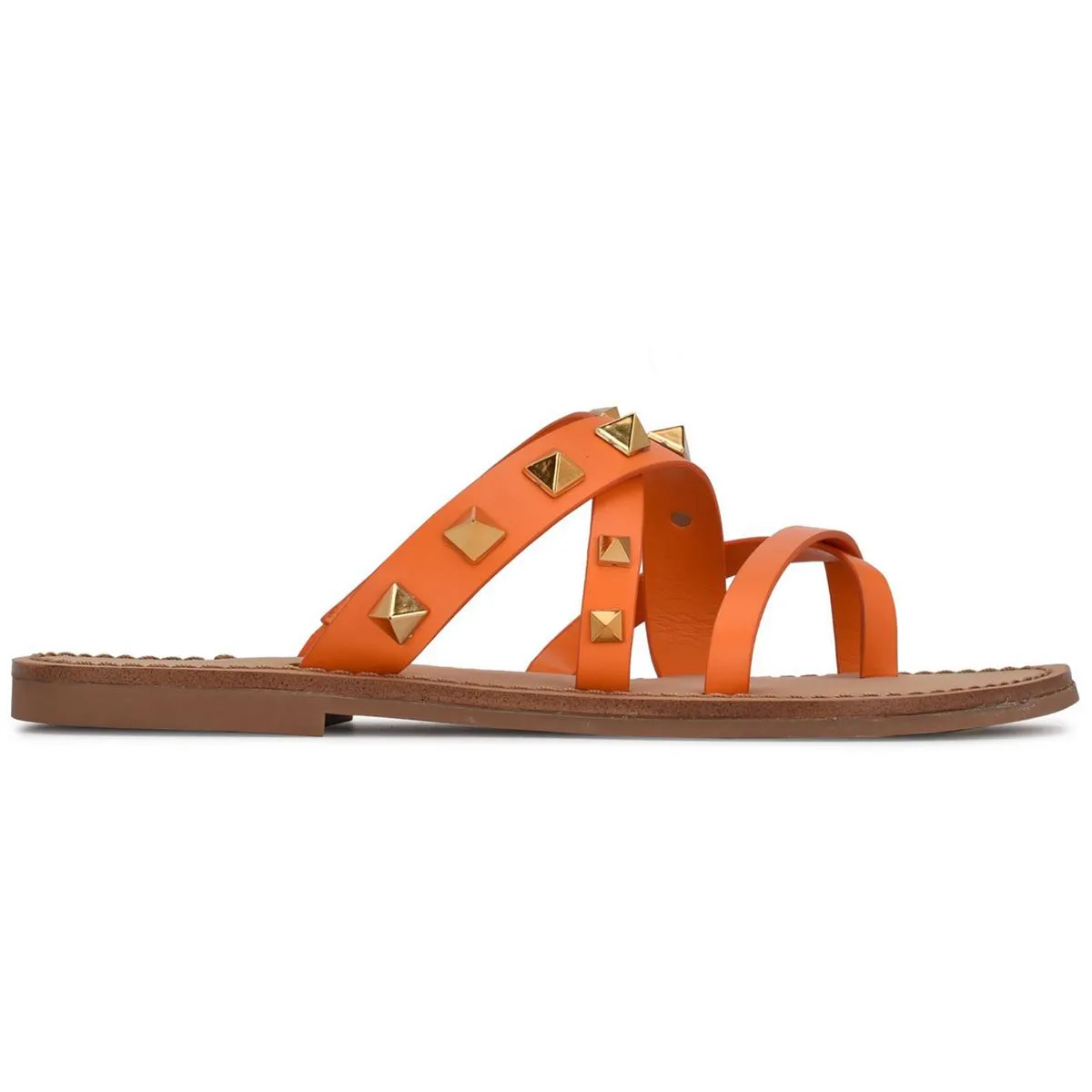 Cerri Womens Faux Leather Studded Slide Sandals