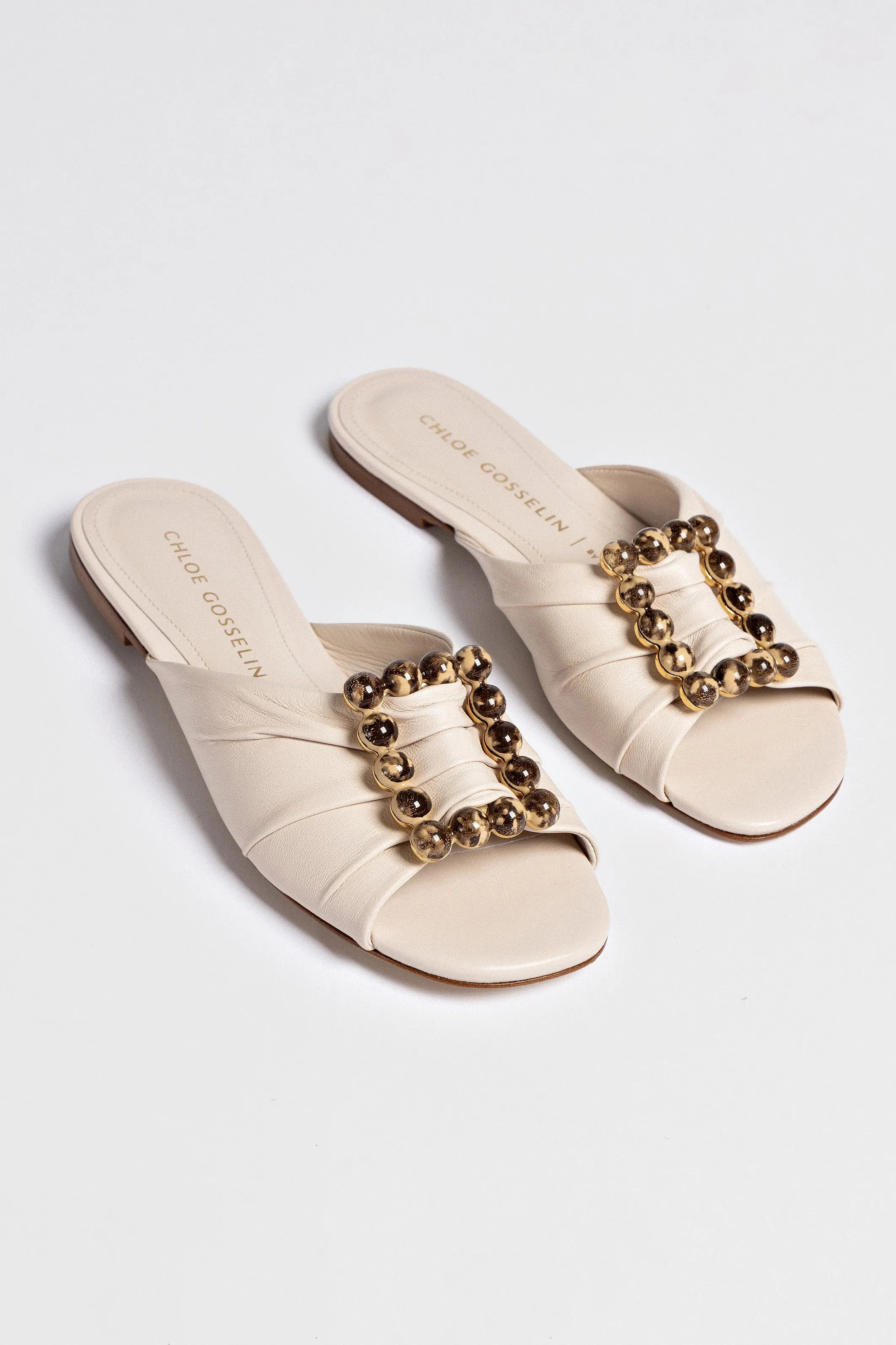 Chloe Gosselin by Larroud Nova Flat In Puff Cream Leather