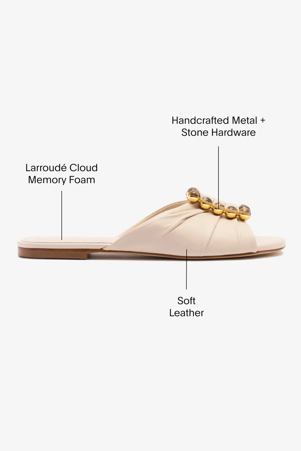 Chloe Gosselin by Larroud Nova Flat In Puff Cream Leather