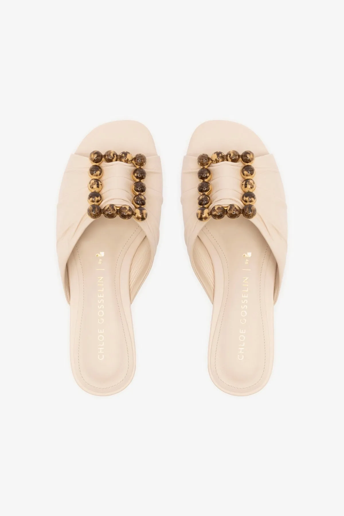 Chloe Gosselin by Larroud Nova Flat In Puff Cream Leather