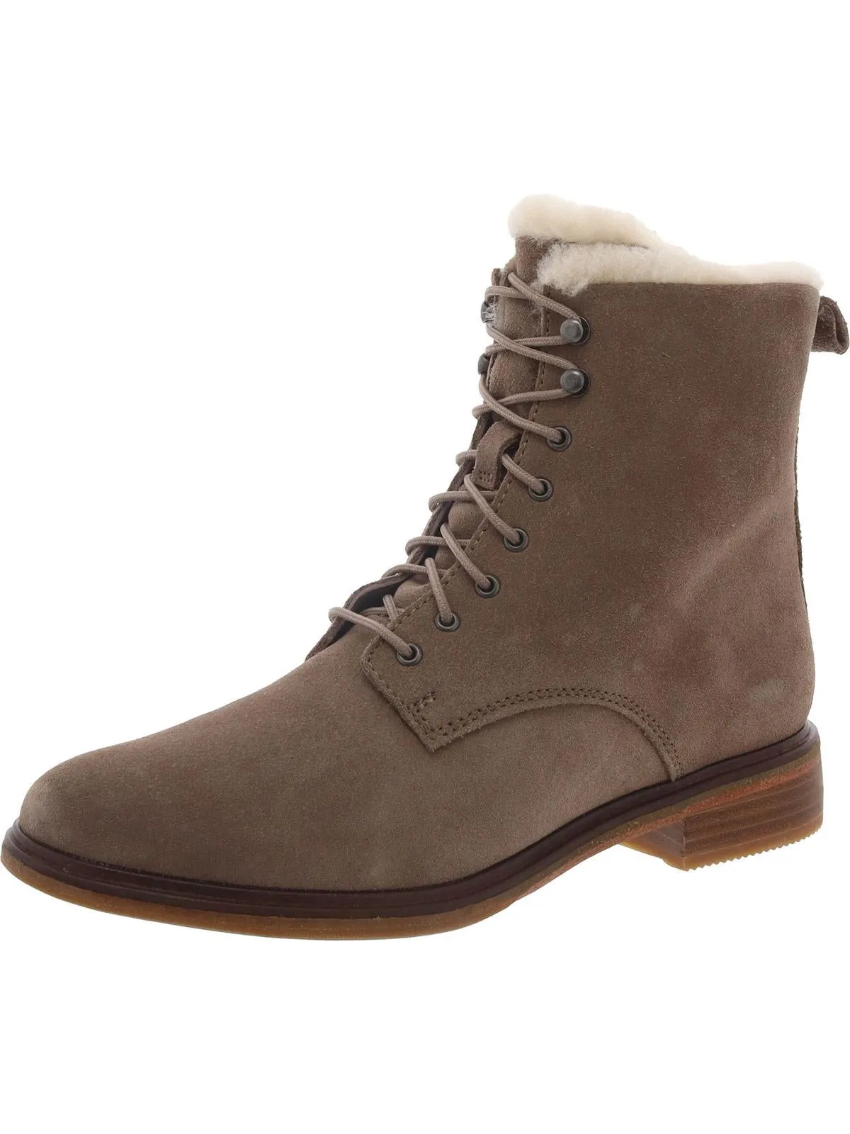 Clarkdale Lace Womens Suede Faux Fur Lined Ankle Boots