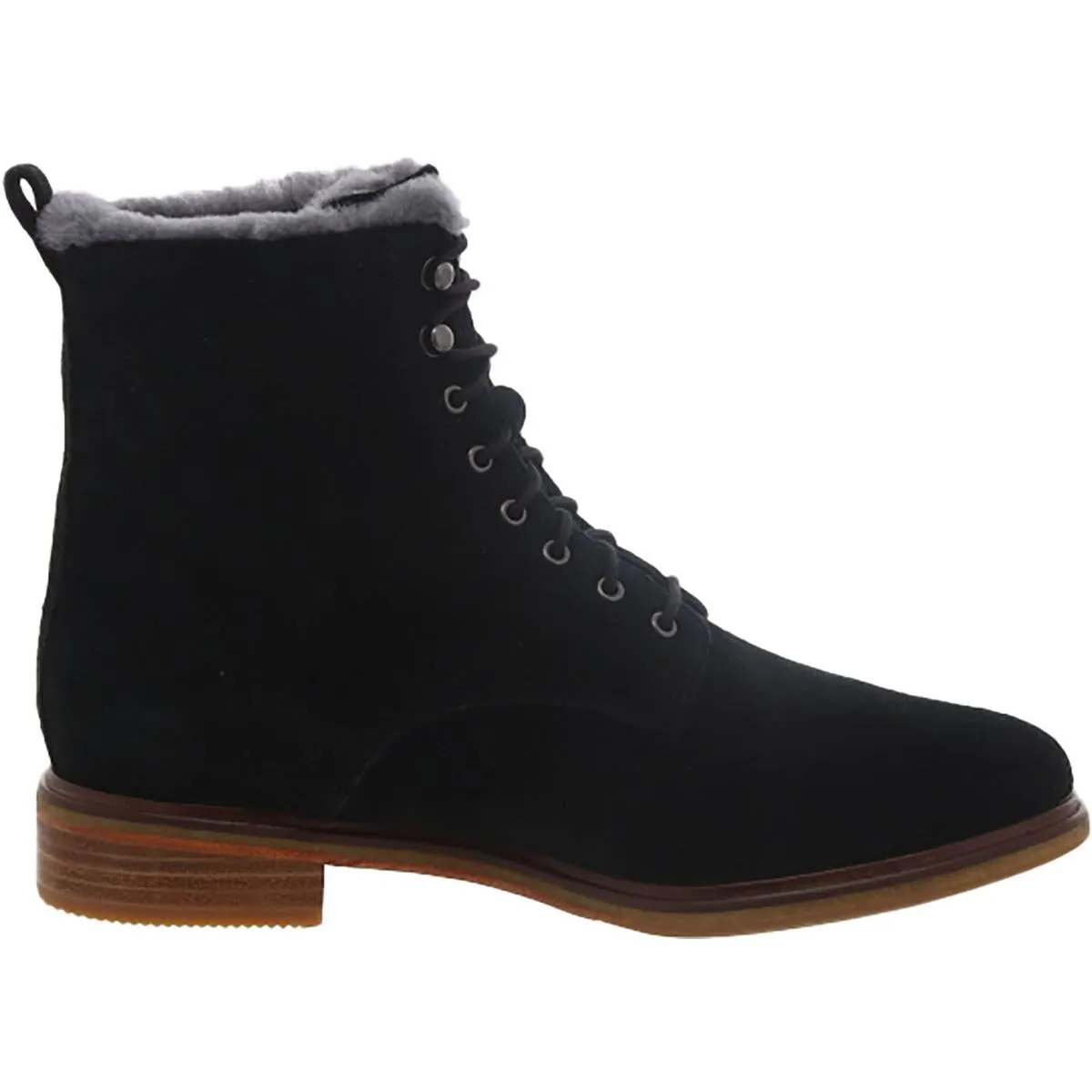 Clarkdale Lace Womens Suede Faux Fur Lined Ankle Boots
