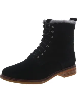 Clarkdale Lace Womens Suede Faux Fur Lined Ankle Boots