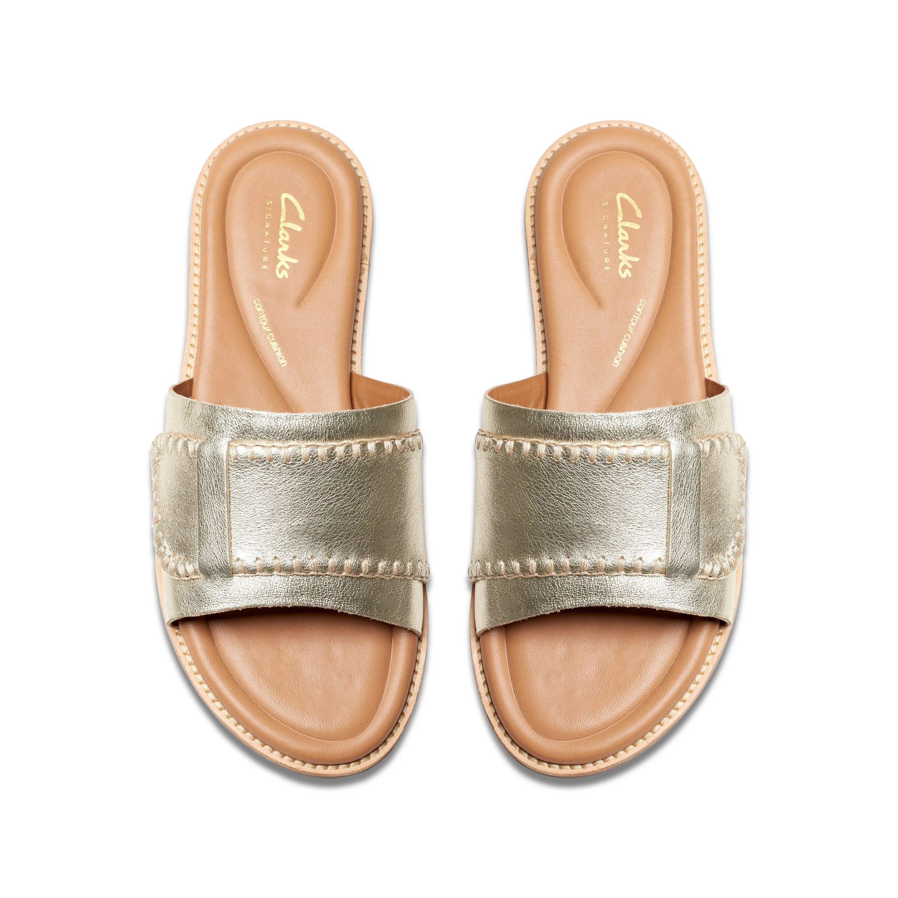 Clarks Maritime Mule in Gold Leather