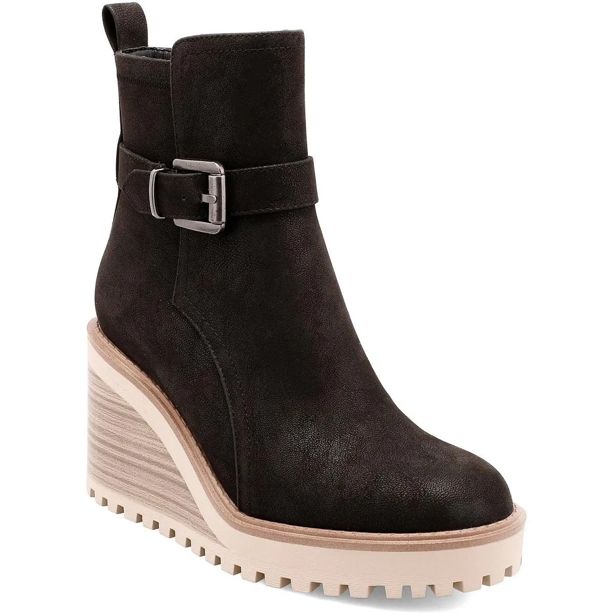 Cleste Womens Buckle Manmade Wedge Boots