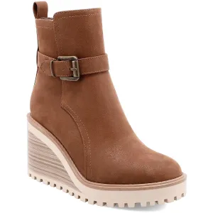 Cleste Womens Buckle Manmade Wedge Boots