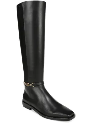 CLIVE Womens Leather Square toe Knee-High Boots