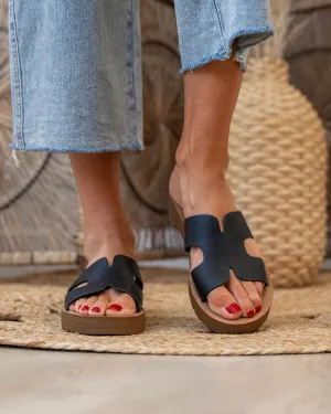 Corkys Hold Please Sandals - Black Smooth