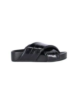 Crisscross Black Leather Sandals
