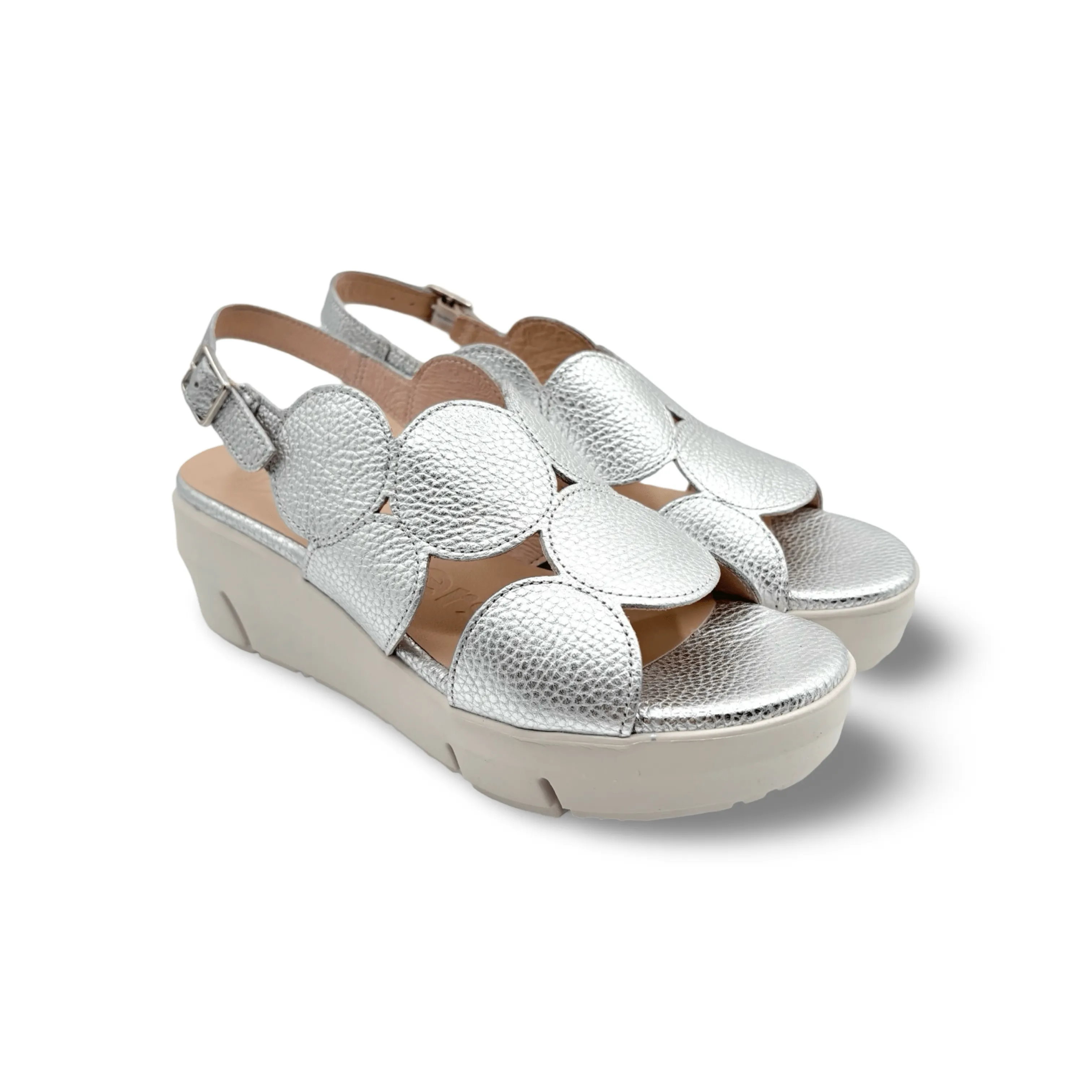 D8210 Silver Slingback Wedge Sandal