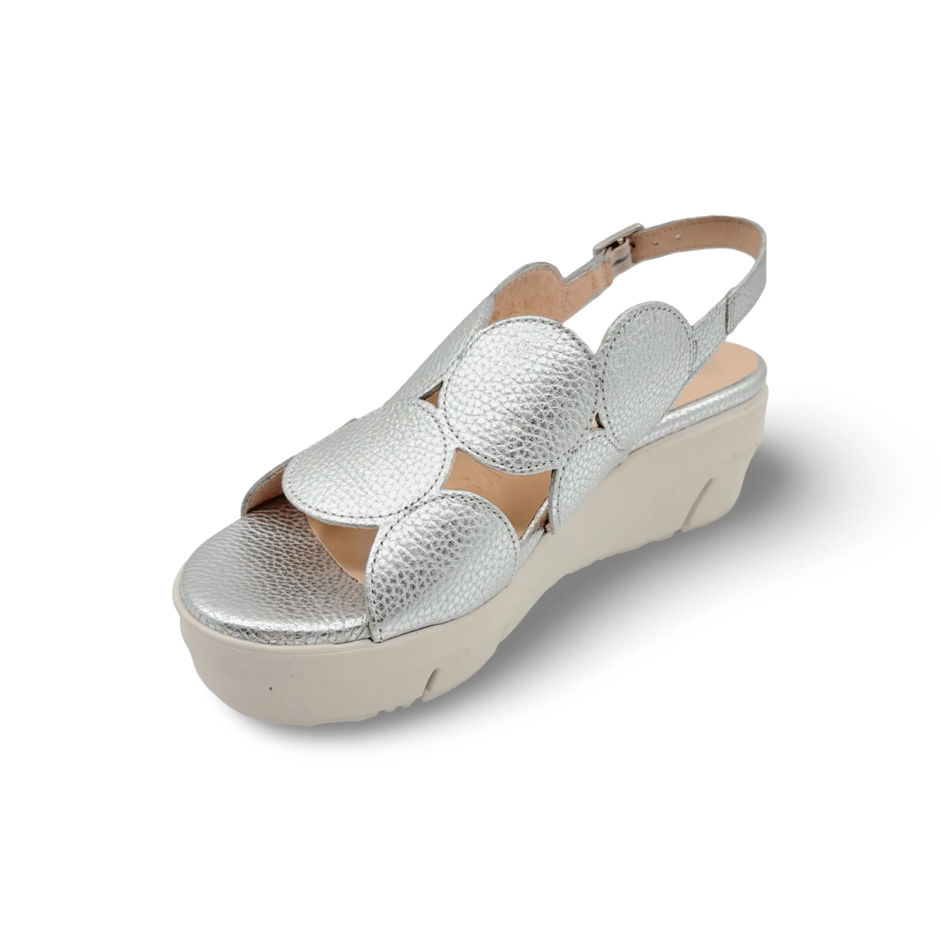 D8210 Silver Slingback Wedge Sandal