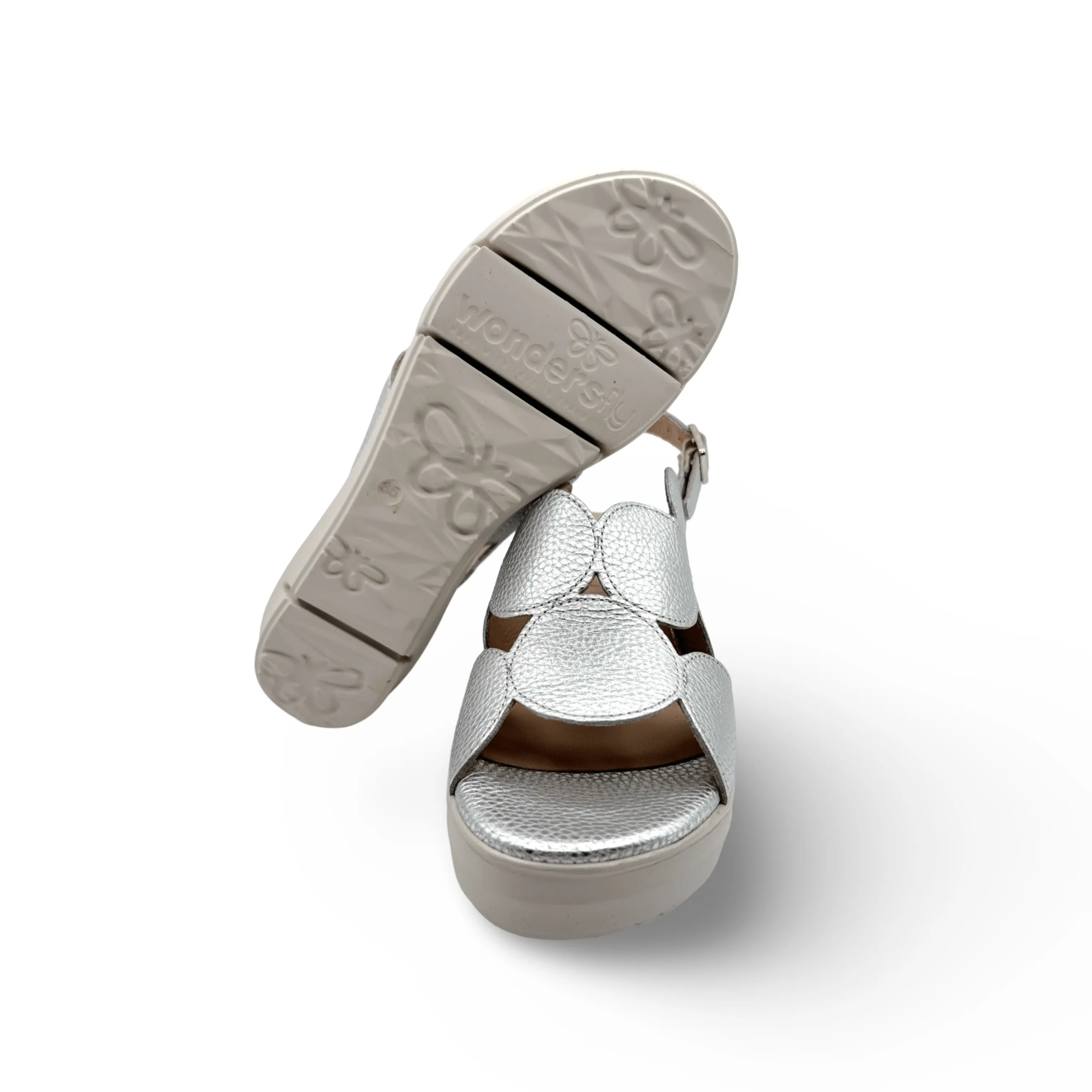 D8210 Silver Slingback Wedge Sandal