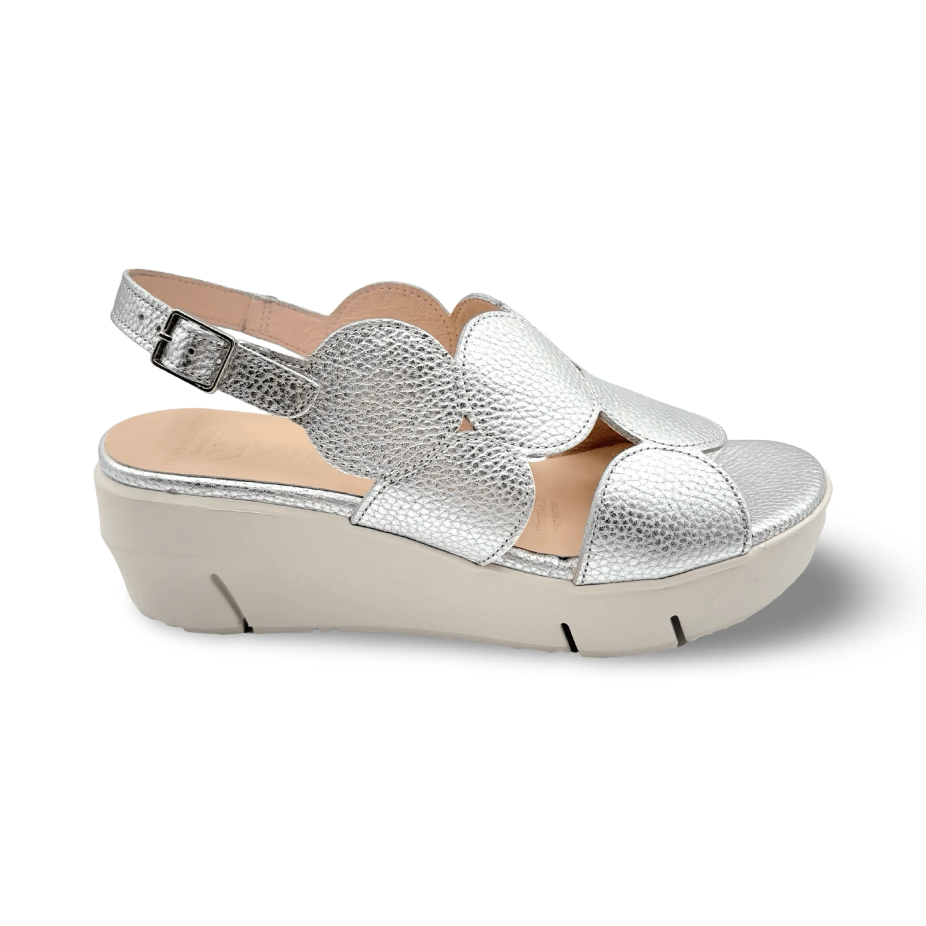 D8210 Silver Slingback Wedge Sandal
